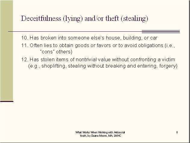 Deceitfulness or Theft Conduct Disorder CEUs 